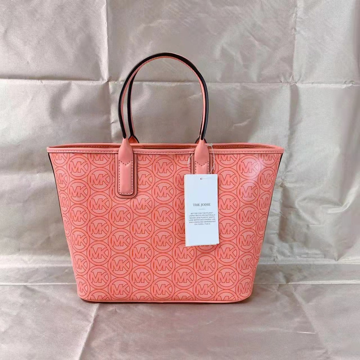 MICHAEL KORS 35H1T2JT1C Jodie Small Logo Jacquard Tote Bag In Sherbert MICHAEL KORS 35H1T2JT1C Jodie Small Logo Jacquard Tote Bag In Sherbert